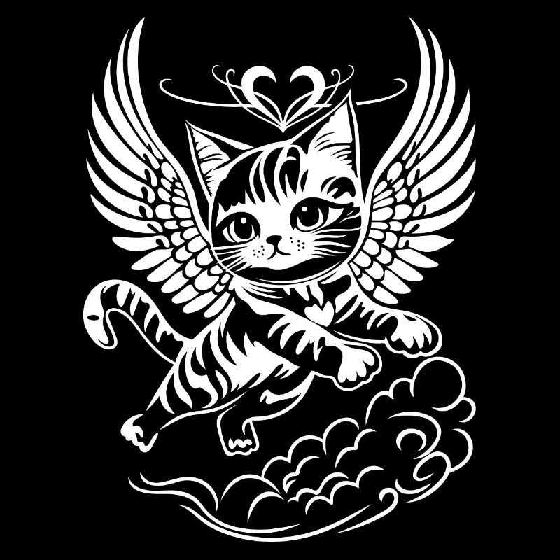 White Angel Cat with Wings