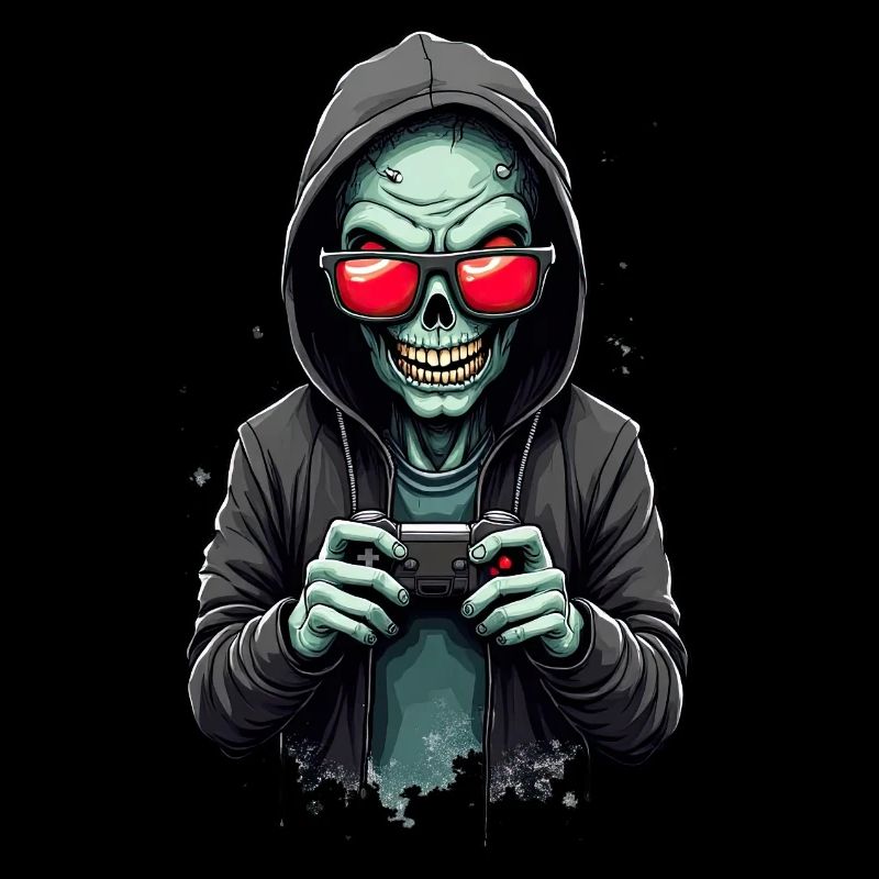 Scary gamer with skull