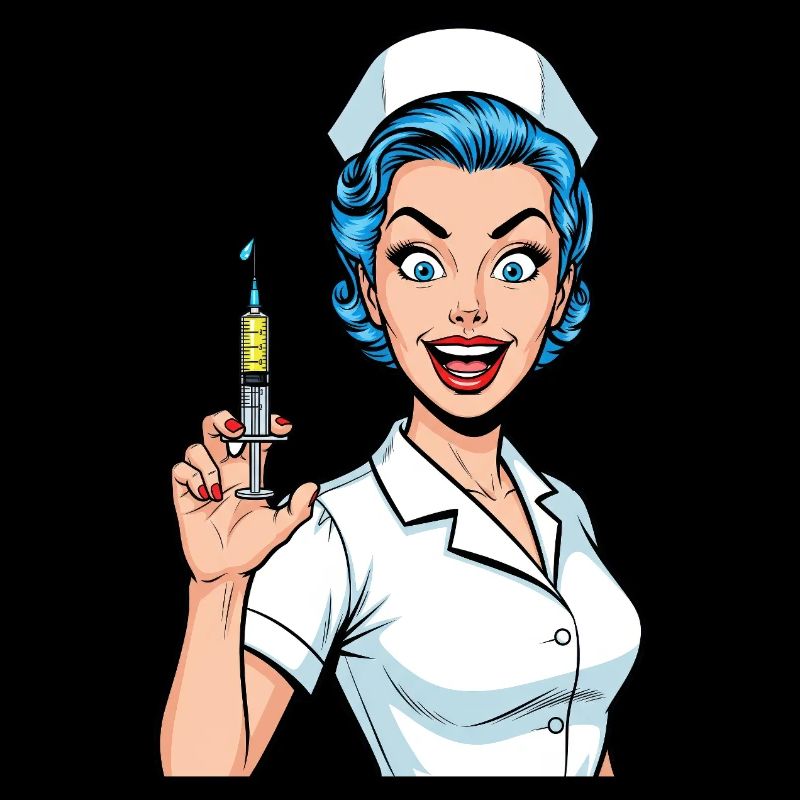 Verrückte Krankenschwester Comic Pop Art Spritze