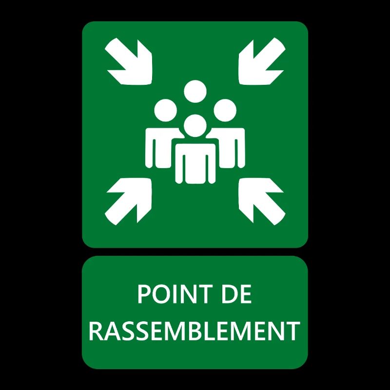 assembly point sign, signage