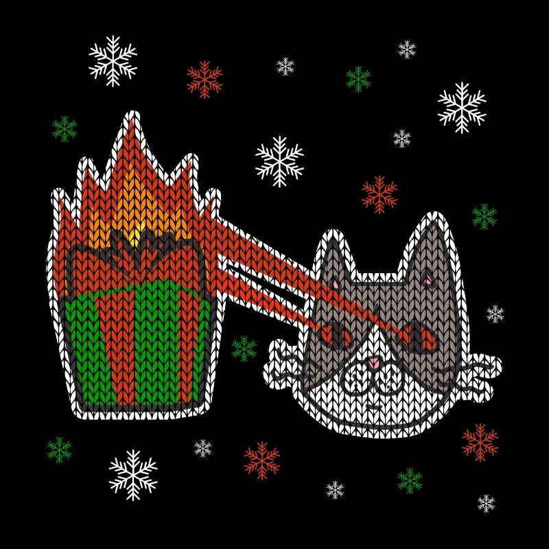 Ugly Christmas Laser Katze Schneeflocken Geschenk