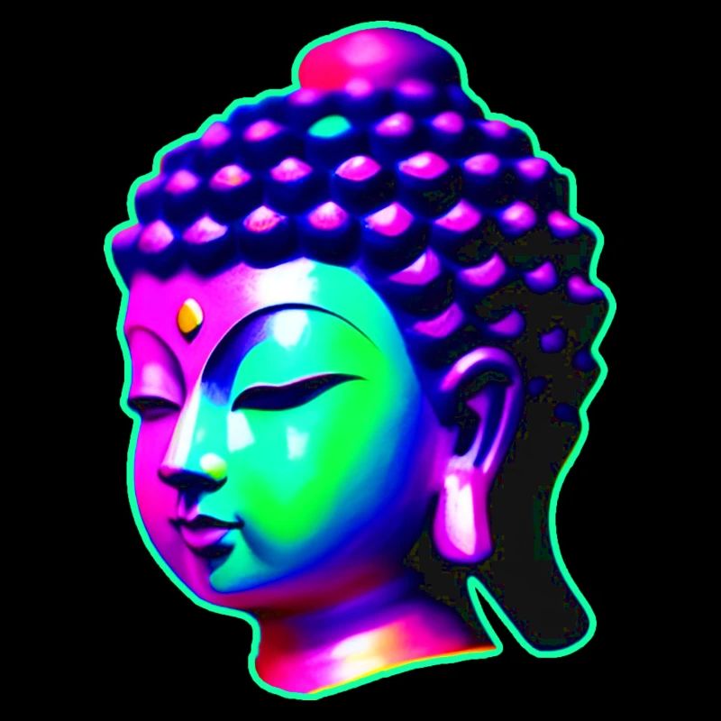 Tête de Bouddha aux couleurs des chakras