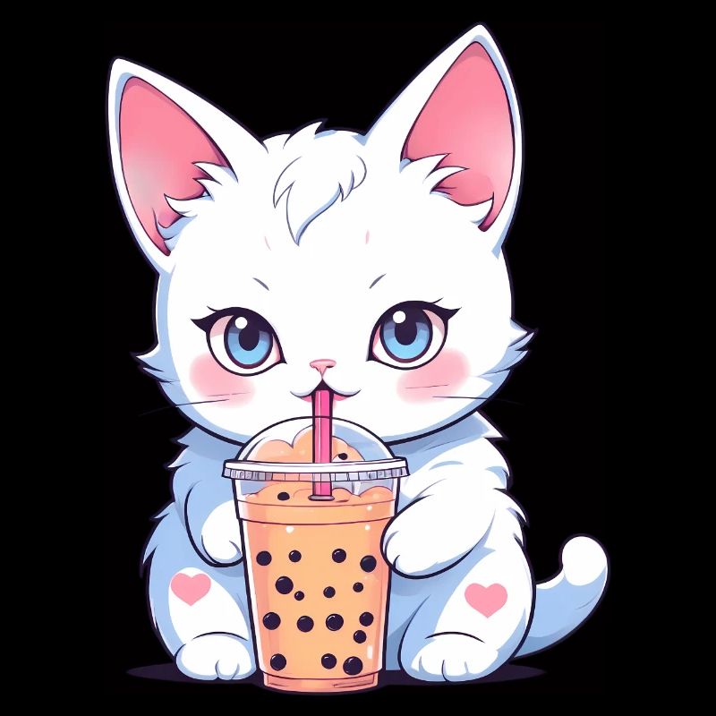 Cute cat drinking bubble tea