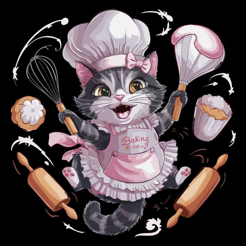 Liebenswerte Katze beim Backen