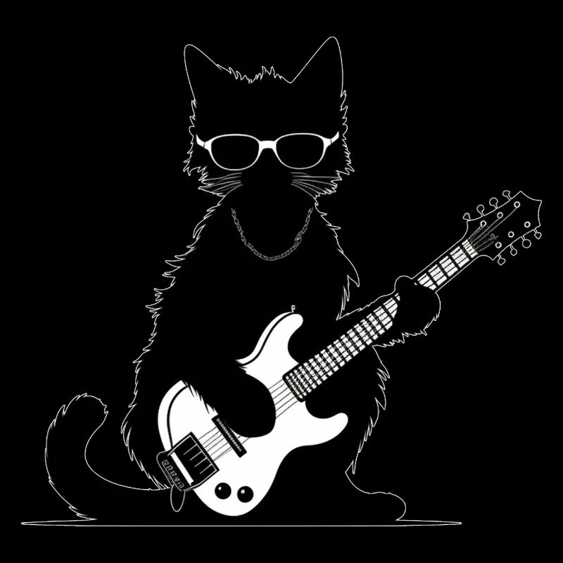 Cat playing guitar