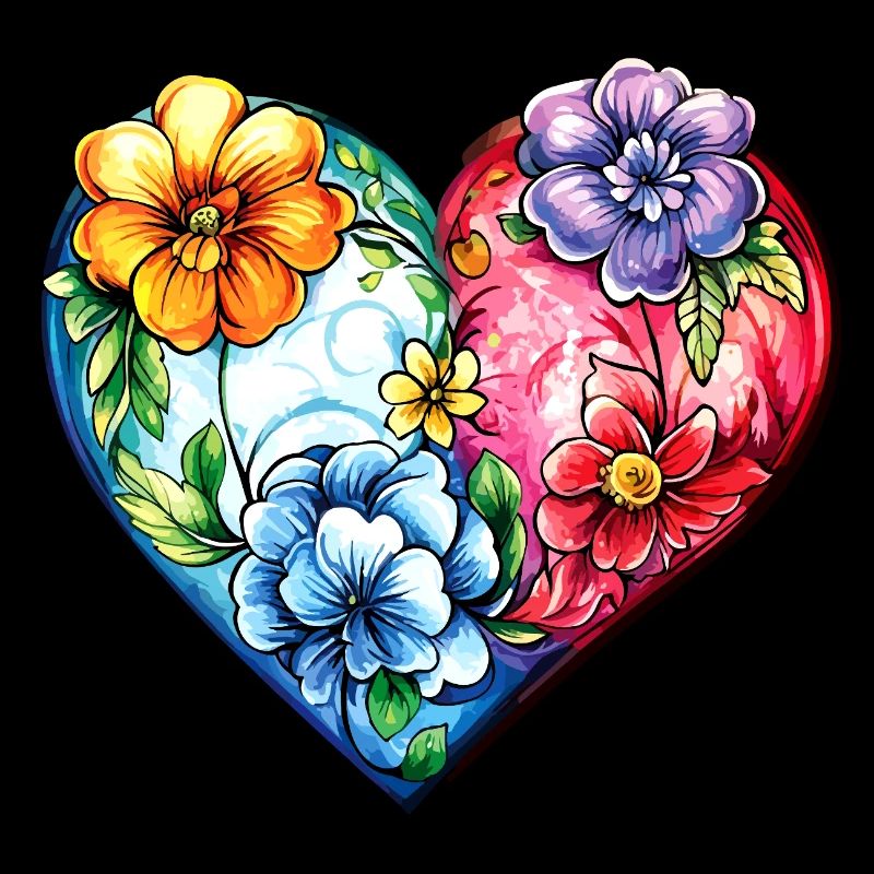 Herz Bunt Ornament Blumen