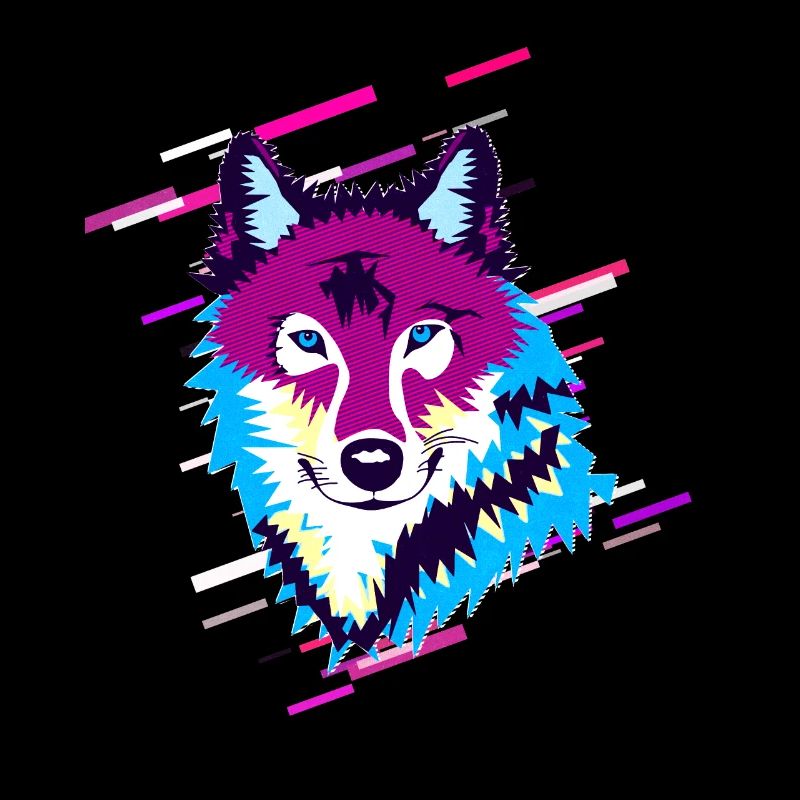Wolf Tier 80er Retro Violett