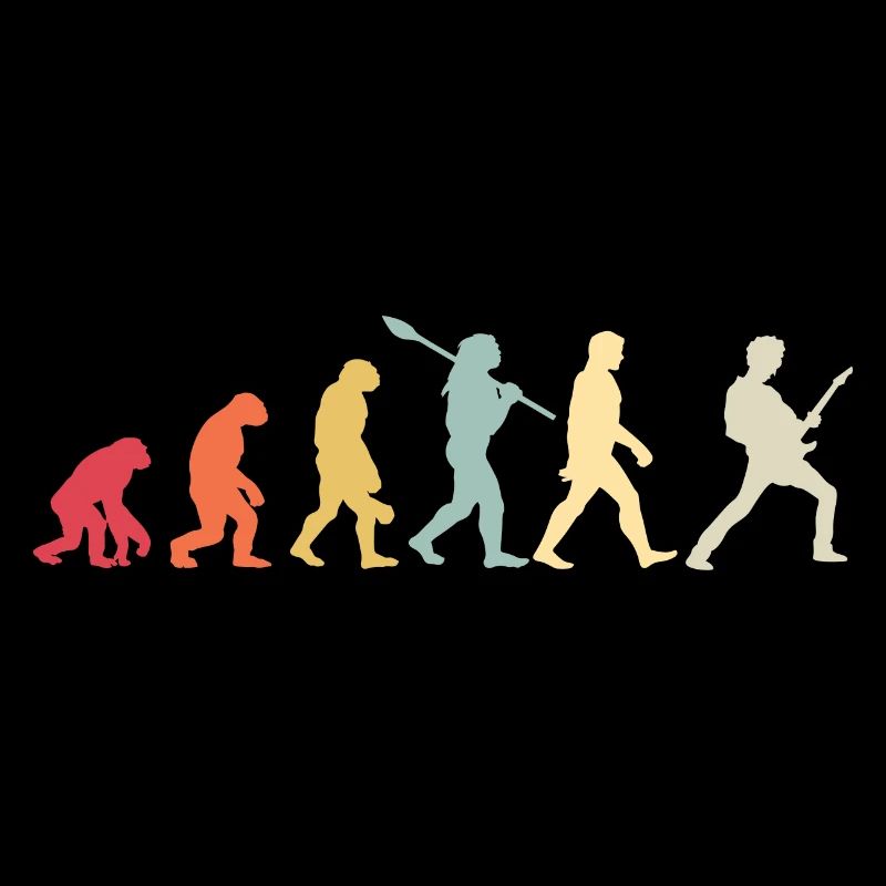 Human Evolution Guitar Band Retro Vintage