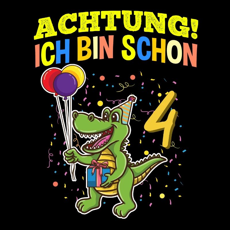 Achtung Ich Bin Schon 4 Geburtstag Alligator