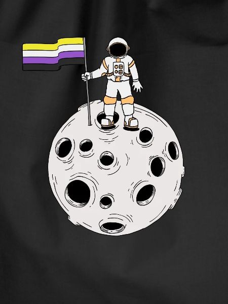 Nonbinary-Astronaut auf dem Mond Nonbinary-Flagge