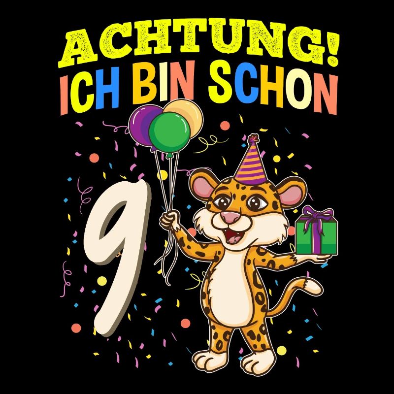 Achtung Ich Bin Schon 9 Tier Geburtstag Leopard