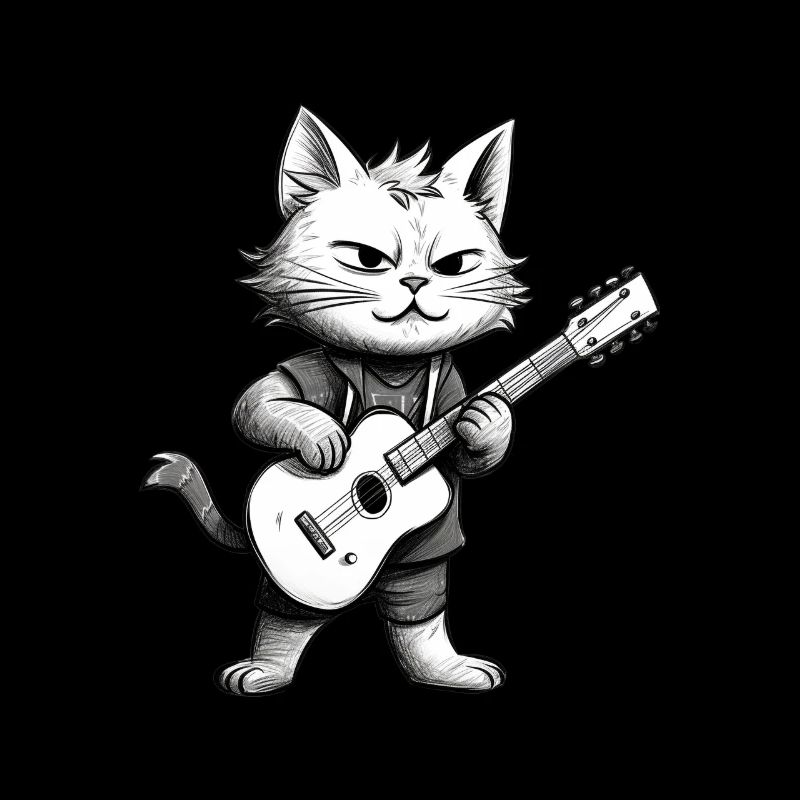 Cat playing guitar