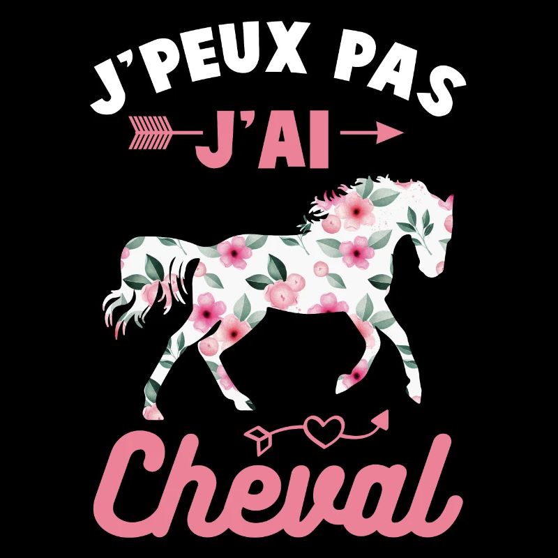 Je peux pas j'ai cheval silhouette cheval fleurs