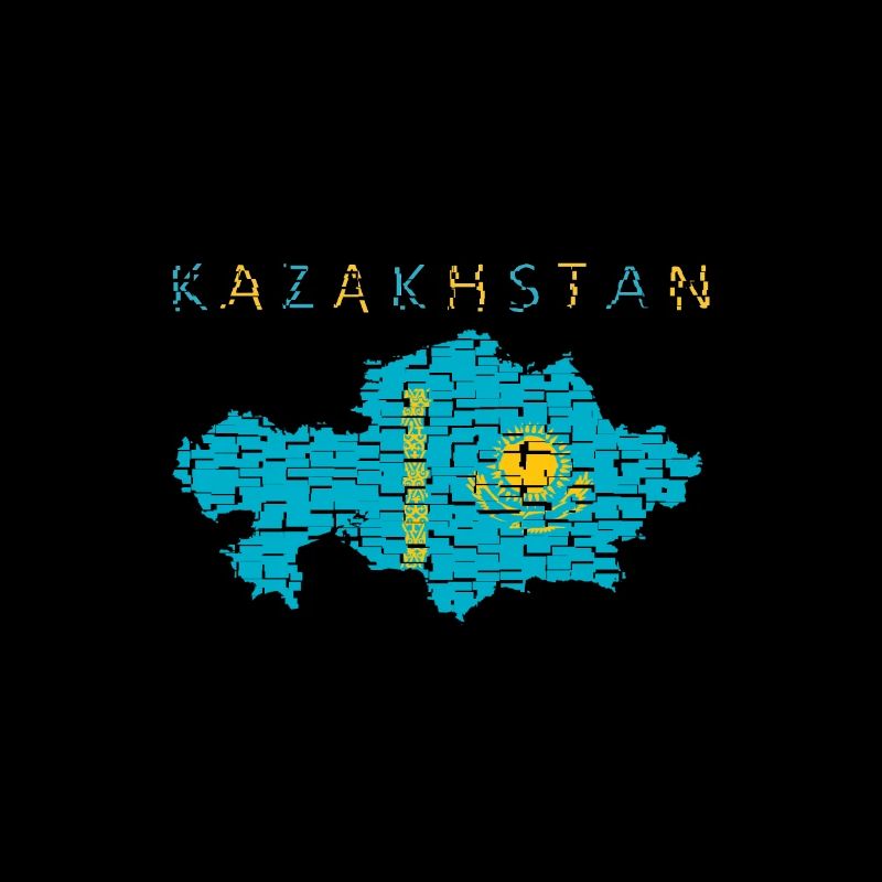 Kazakhstan Map Flag