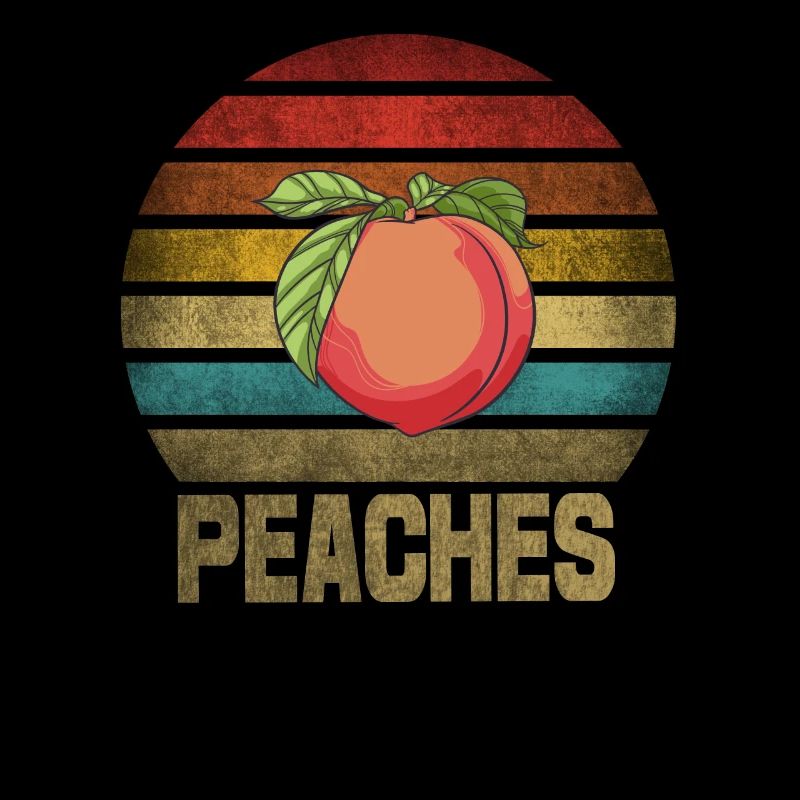 Peach Peaches Fruit Retro Sunset