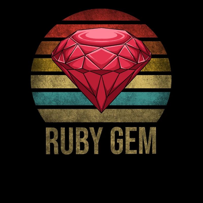 Ruby Gemstone Retro Sunset