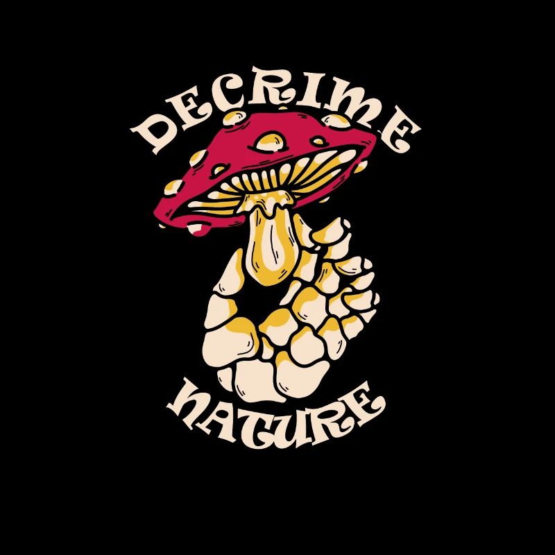 Decrime Nature Colorful Magic Mushroom Skeleton