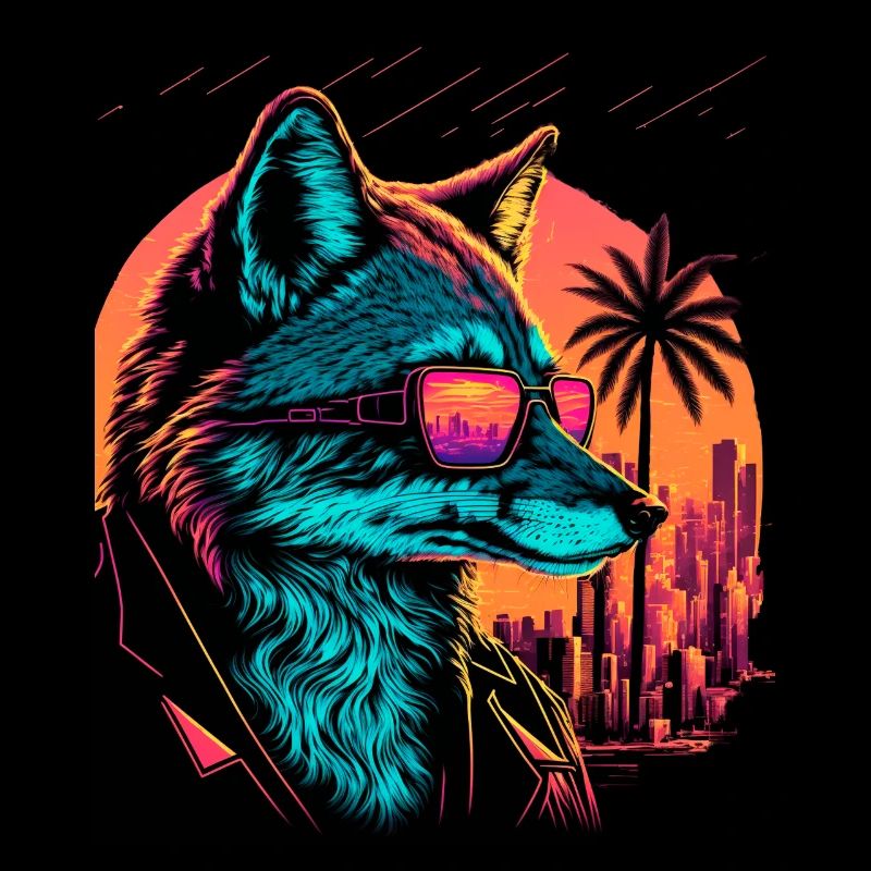 Retro Futuristic Synthwave Fox