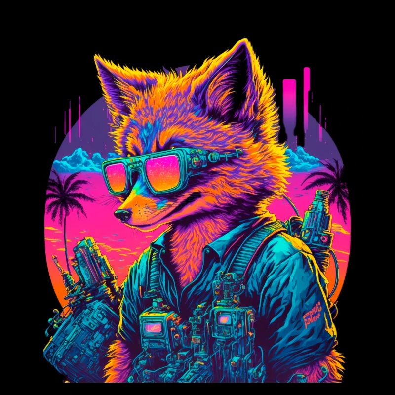 Retro Futuristic Synthwave Fox