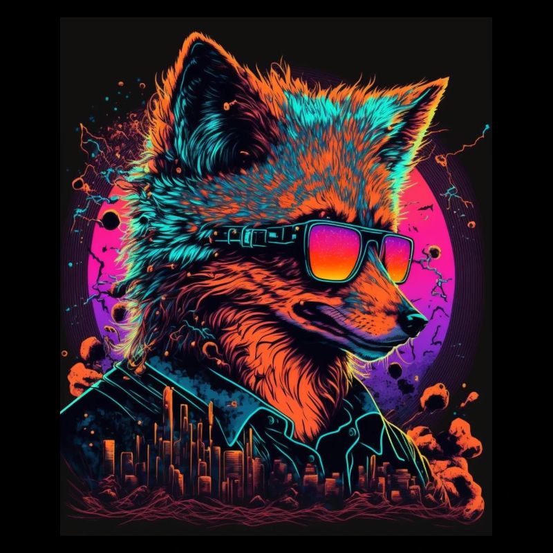 Retro Futuristic Synthwave Fox