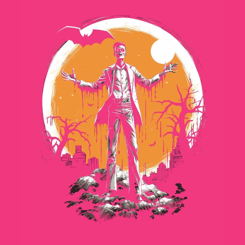 Zombie squelette avec les bras tendus devant la lune