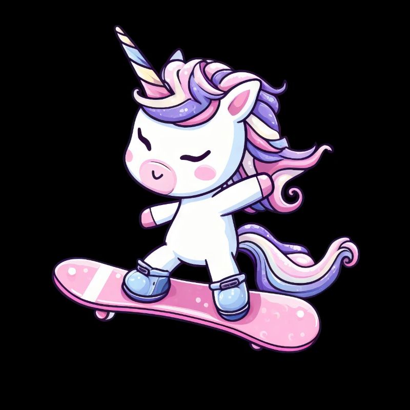 Süßes Einhorn Comic Skateboarder