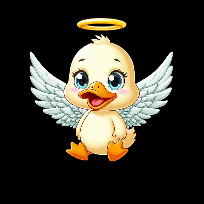 Cute duck angel with wings