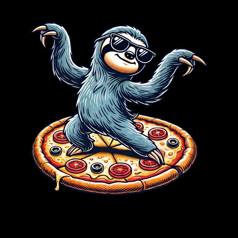 Cool sloth dancing loves pizza Lazy animal