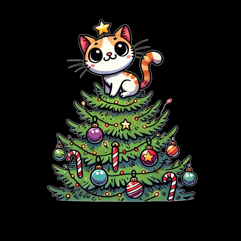 Funny Cat Christmas Tree Whimsical
