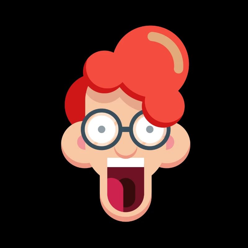 Crazy redhead with glasses