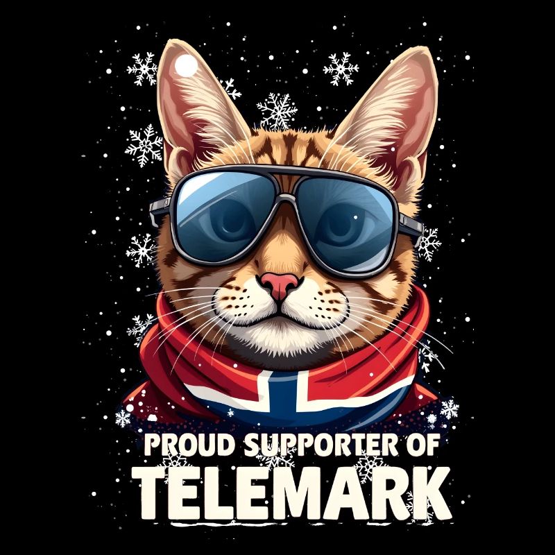 Norway Cat Telemark Ski Fun Support Skiing Katze