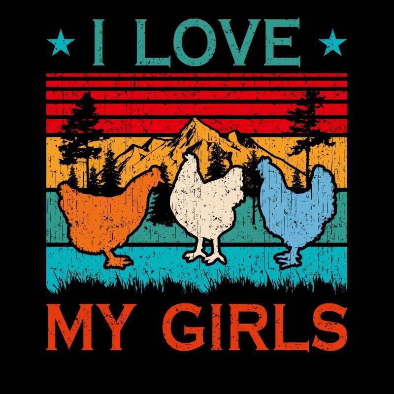 J’aime mes filles Retro Farmer Farm Chick Funny Chic