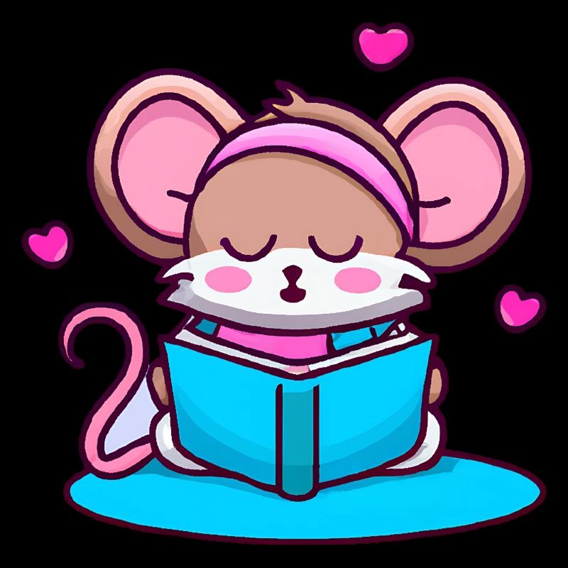 Mouse Book Reading Heart Bookworm