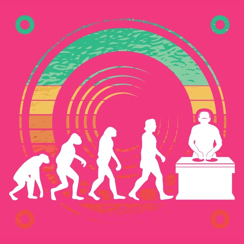 Evolution de l’homme DJ Techno Vinyle Rétro Vintage