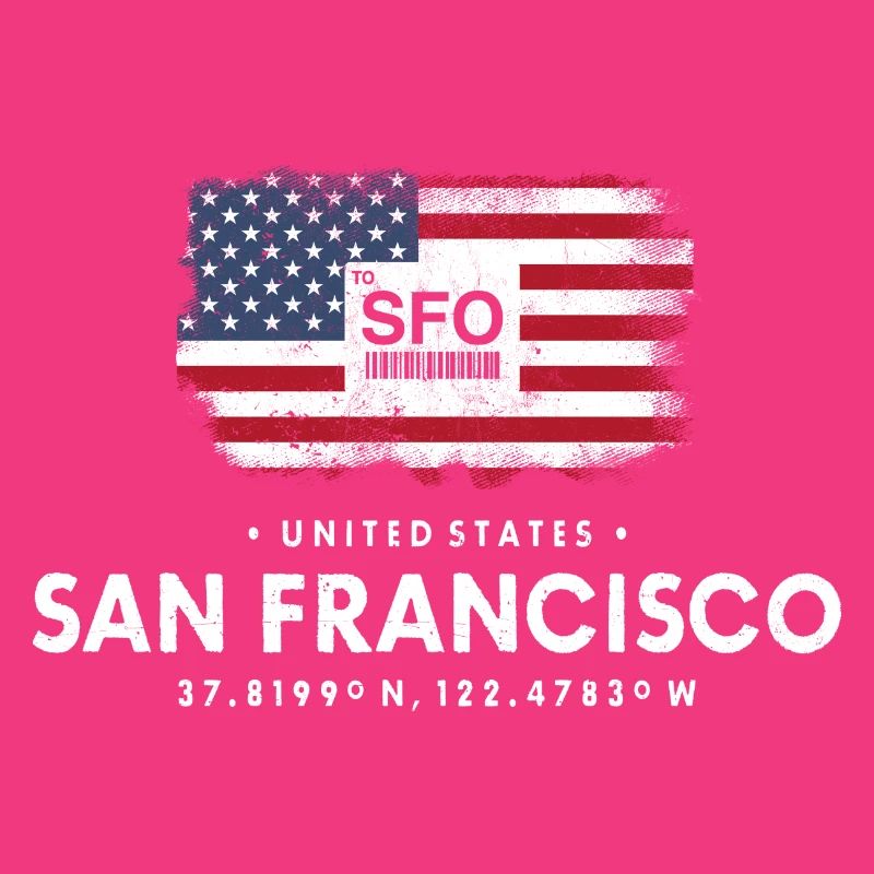 SAN FRANCISCO AIRPORT CODE ETATS-UNIS CADEAU DE DRAPEAU