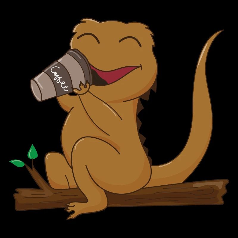 Süßer Eidechsen-Kaffee Lazy Office Monday Crested