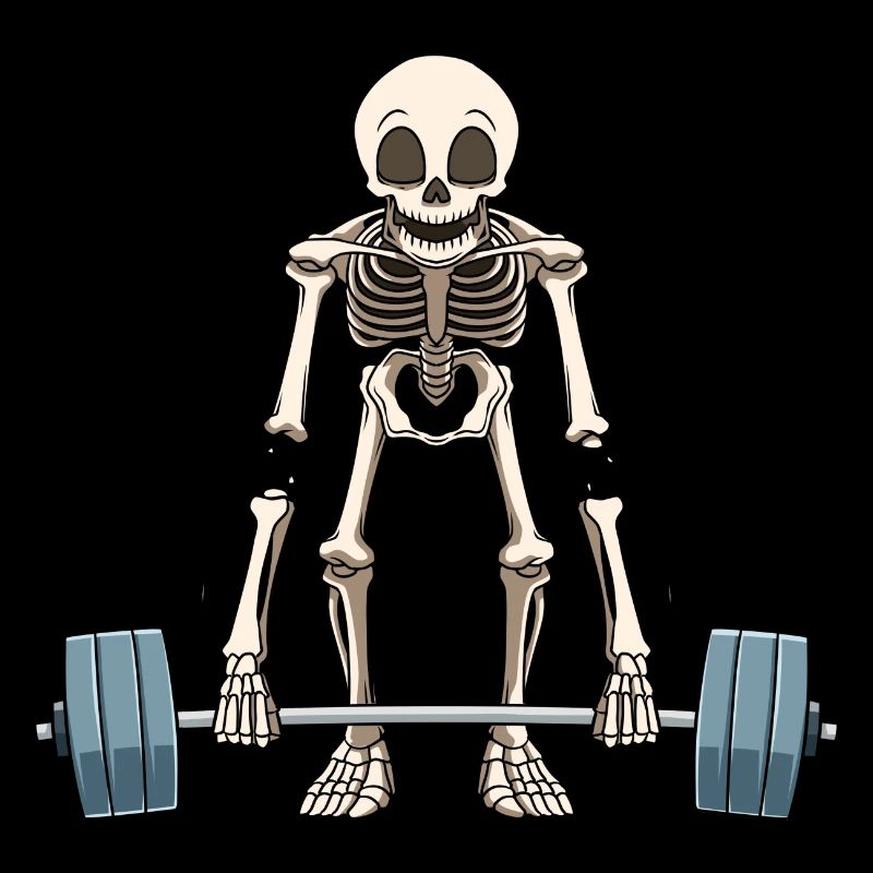 Funny skeleton weightlifting