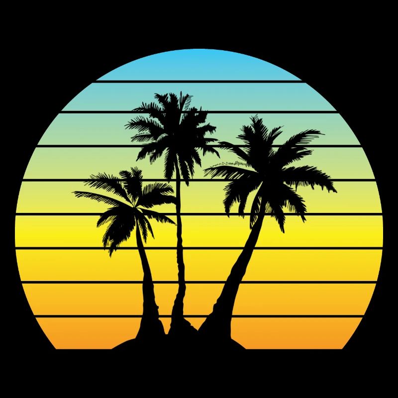Palm Sun Vintage Holiday Palm Trees Retro Summer