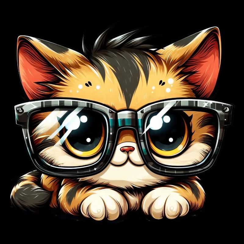 Süße Katze mit großer Nerd-Brille