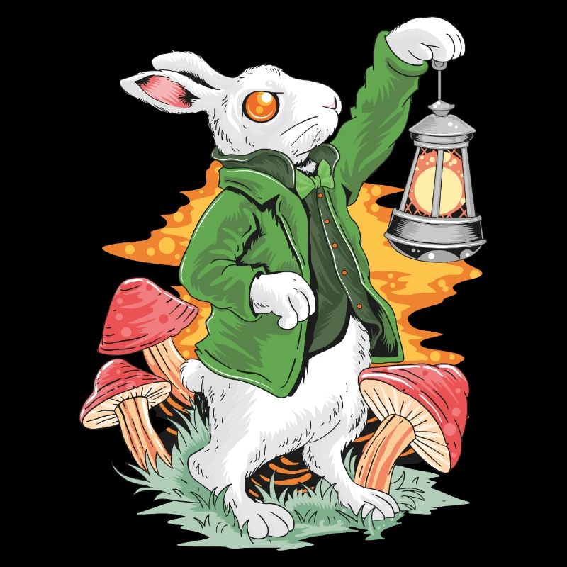 Hase mit Lampe und grünem Jacket
