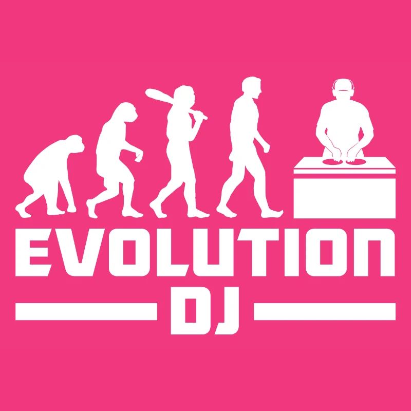 Evolution de l’homme DJ Techno Vinyle Rétro Vintage