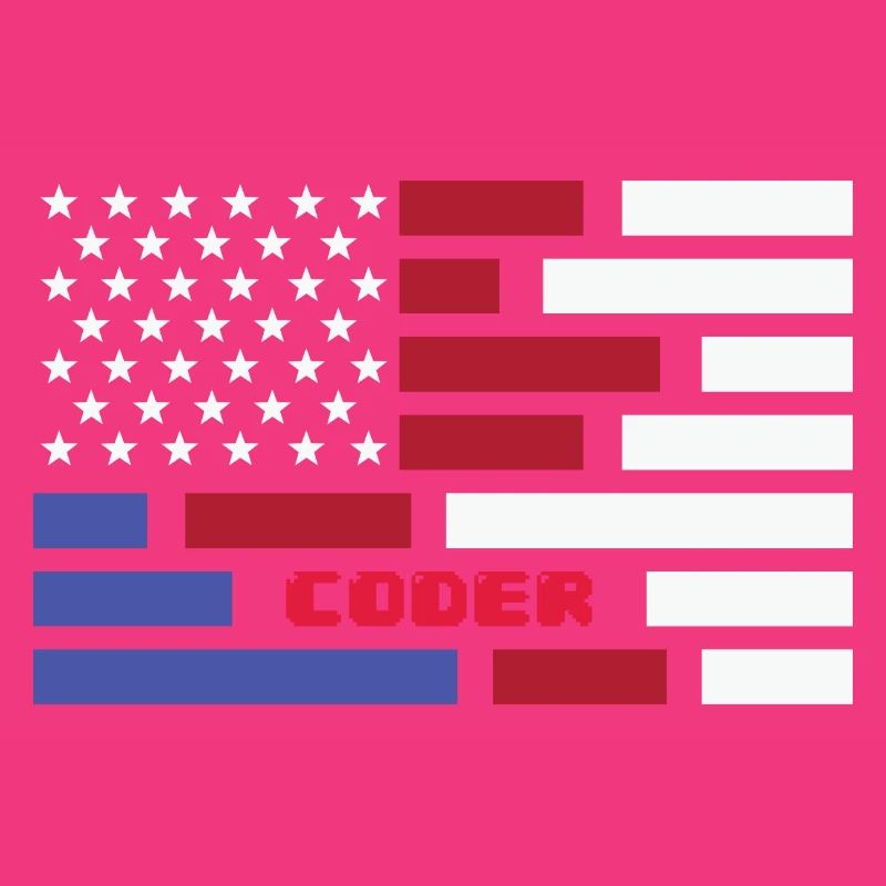 American Flag Coder Coding Computer Nerd