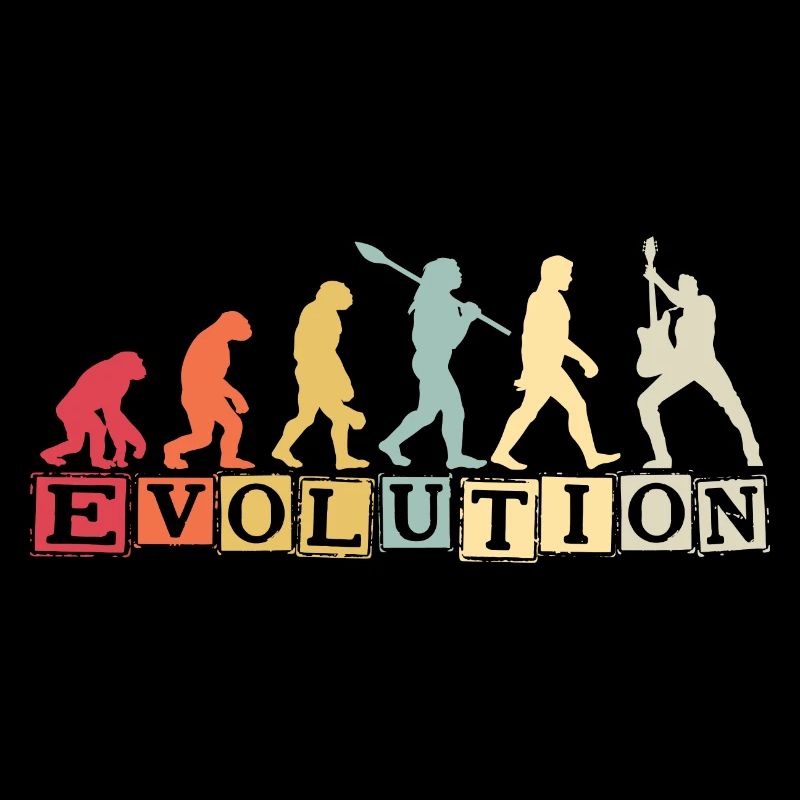 Human Evolution Guitar Band Retro Vintage