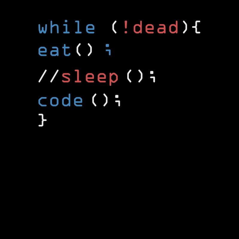 While Not Dead Eat Sleep Code programmeur pirate informatique