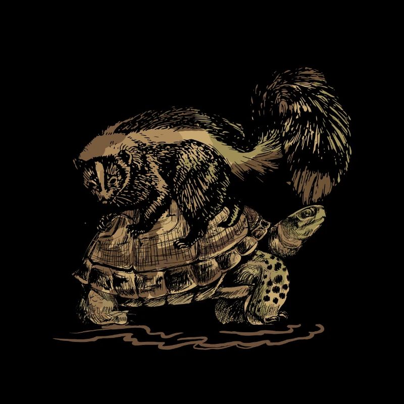 Skunk and turtle