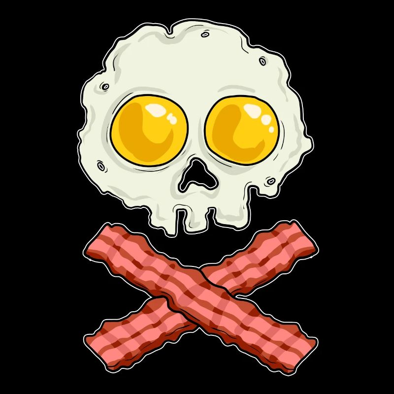 Oeufs avec bacon skull crâne petit-déjeuner squelette