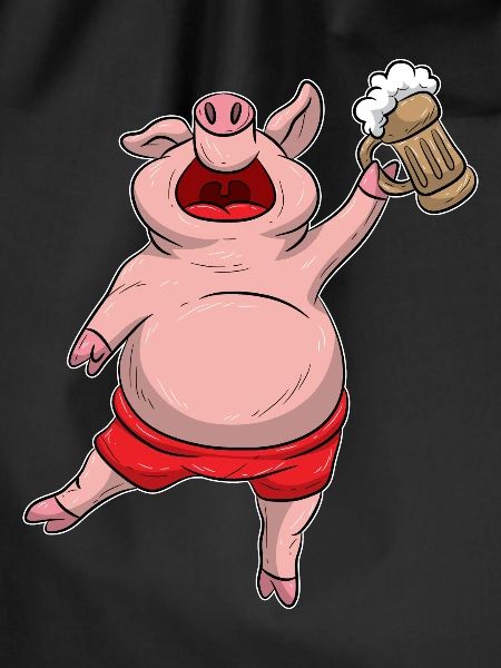 Funny Beer Drinking Pig