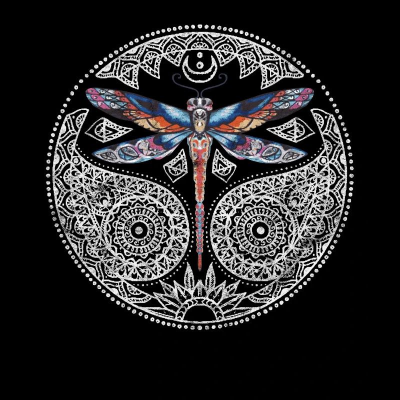 Magische bunte Libellen-Mandala