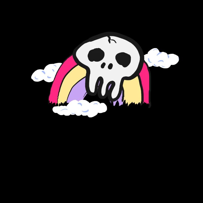 Totenkopf auf Regenbogen und Wolken bunt Geschenk