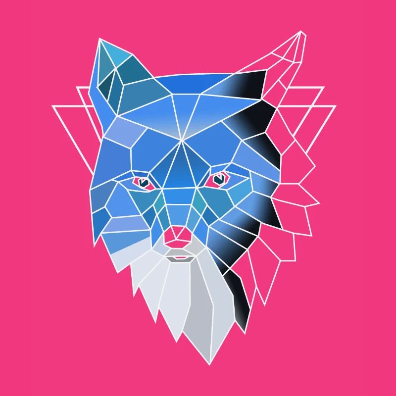 Blauer Polygon Wolf